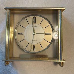 BULOVA Grand Prix B-1700 Gold-tone Brass Mantle Clock